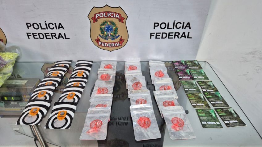 Sementes de maconha e parte de ecstasy foram encontradas em pinos e embalagens • Polícia Federal