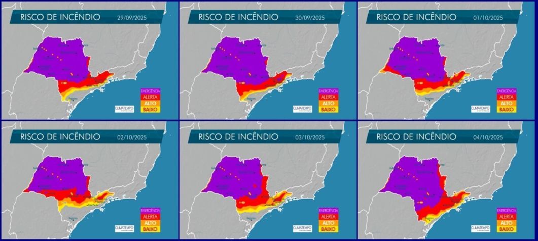 Áreas com, risco para queimadas, segundo a Defesa Civil • Defesa Civil