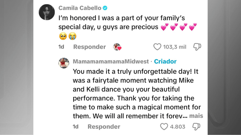 Camila Cabello realiza sonho de fã • Reprodução/Redes Sociais
