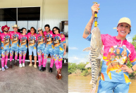 Ana Castela, Zé Felipe, Leonardo e Poliana combinam look para pescar; veja