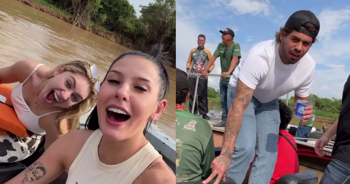 Ana Castela e Zé Felipe aproveitam o domingo passeando de barco