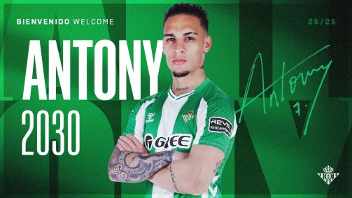 Antony foi anunciado em definitivo pelo Betis, da Espanha