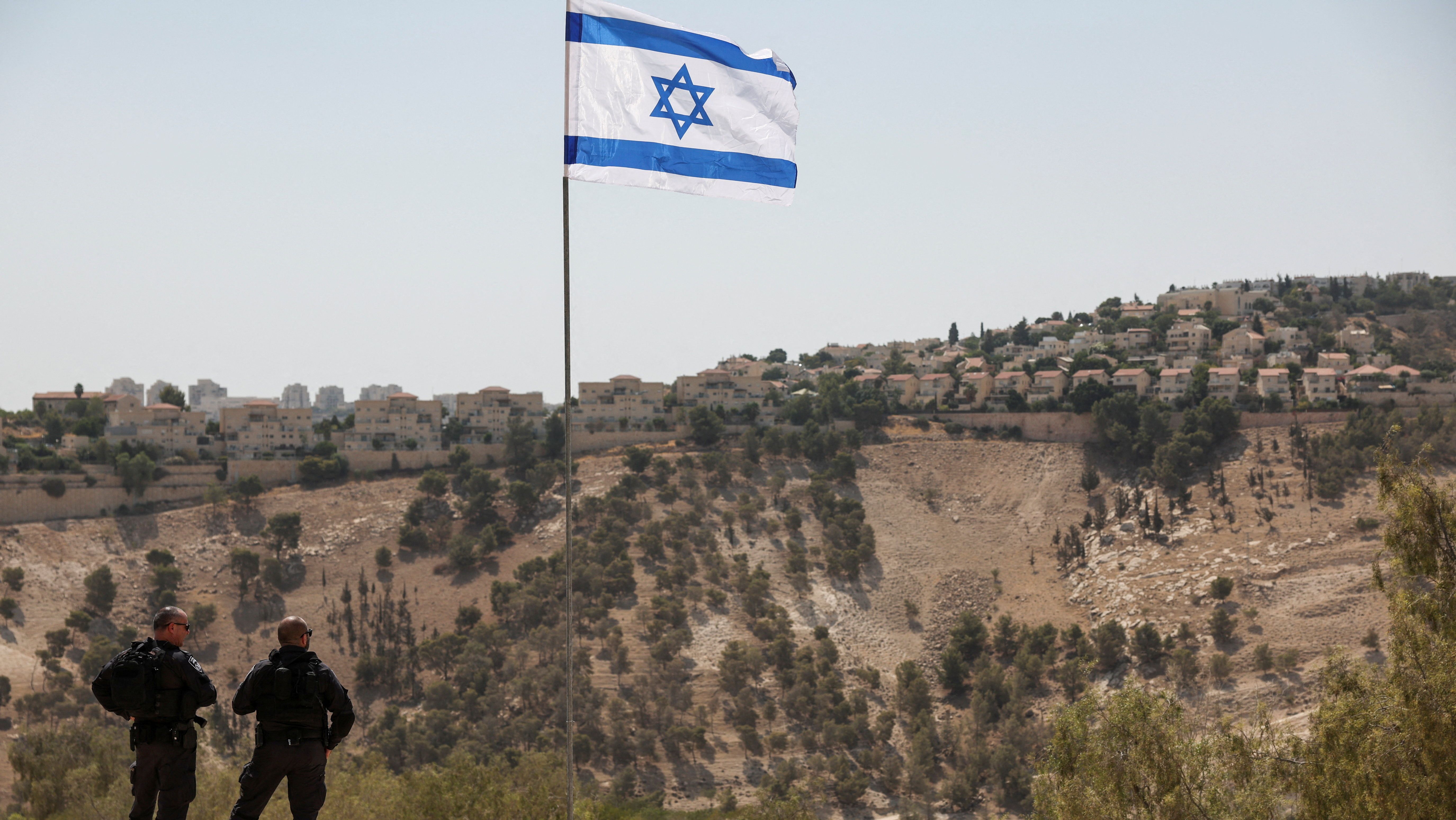 Bandeira de Israel na Cisjordânia ocupada