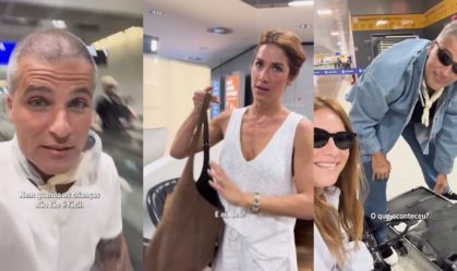 Bruno Gagliasso e Giovanna Ewbank mostram perrengue em aeroporto