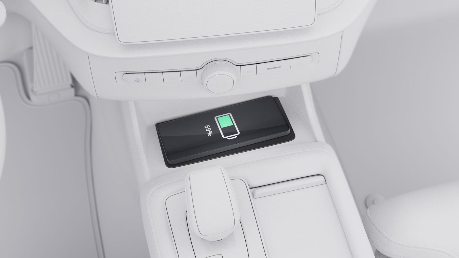 Carregador por indução não entrega climatização para celular • Volvo/Divulgação