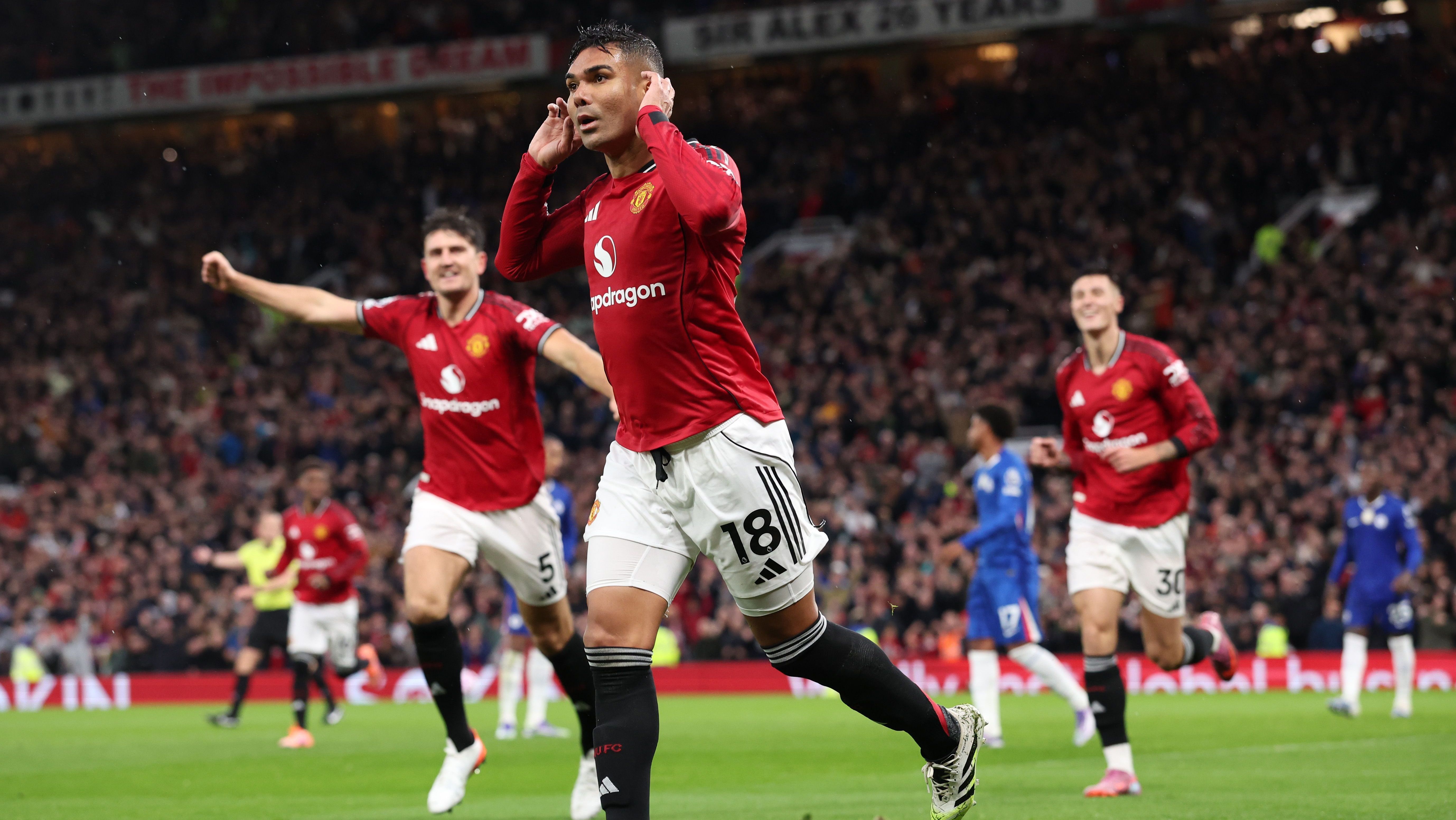 Casemiro comemora gol contra o Chelsea