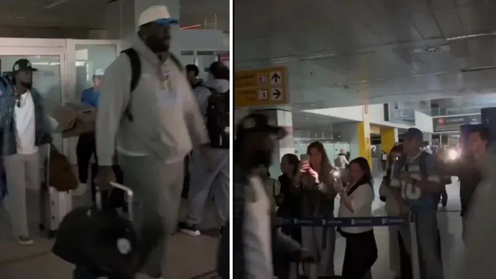 Delegação do Los Angeles Chargers desembarcou no Brasil; aeroporto de Guarulhos estava sem luz no momento