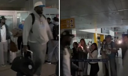 Delegação do Los Angeles Chargers desembarcou no Brasil; aeroporto de Guarulhos estava sem luz no momento