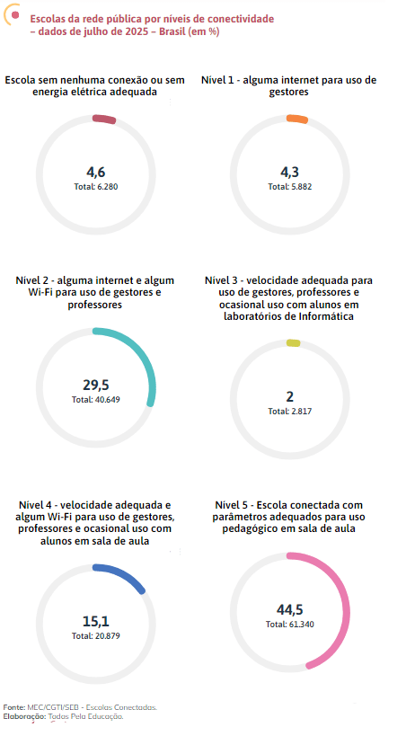 Gráficos sobre conectividade da educação básica