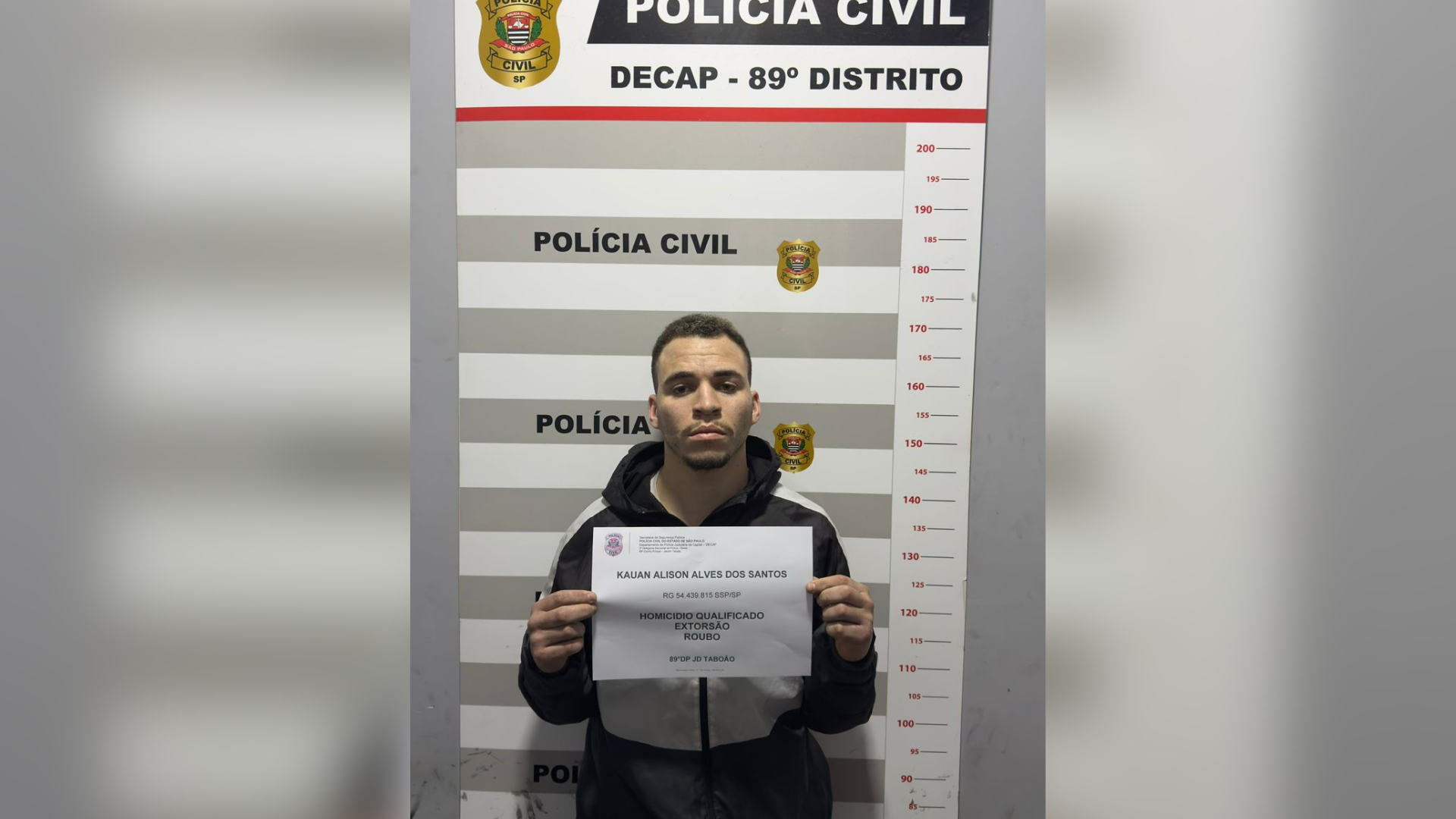 Kauan Alison Alves dos Santos, de 20 anos, acusado de atirar no pescoço do policial militar Johannes Kennedy Santana