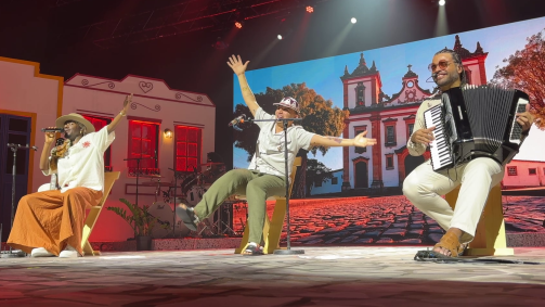 (Da esq. para dir.) Jota.Pê, João Gomes e Mestrinho se conheceram no Grammy Latino de 2024 e começaram o projeto "Dominguinho"