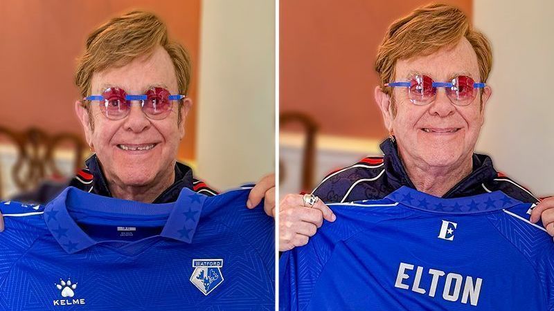 Elton John e sua camisa especial do Watford