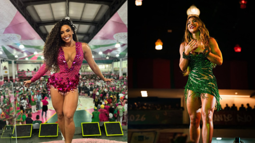 Evelyn Bastos e Virginia Fonseca são as rainhas de bateria da Mangueira e da Grande Rio, respectivamente