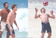 Irmãos, Pedro e Diogo Novaes jogam altinha em praia do Rio; veja