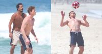 Irmãos, Pedro e Diogo Novaes jogam altinha em praia do Rio; veja