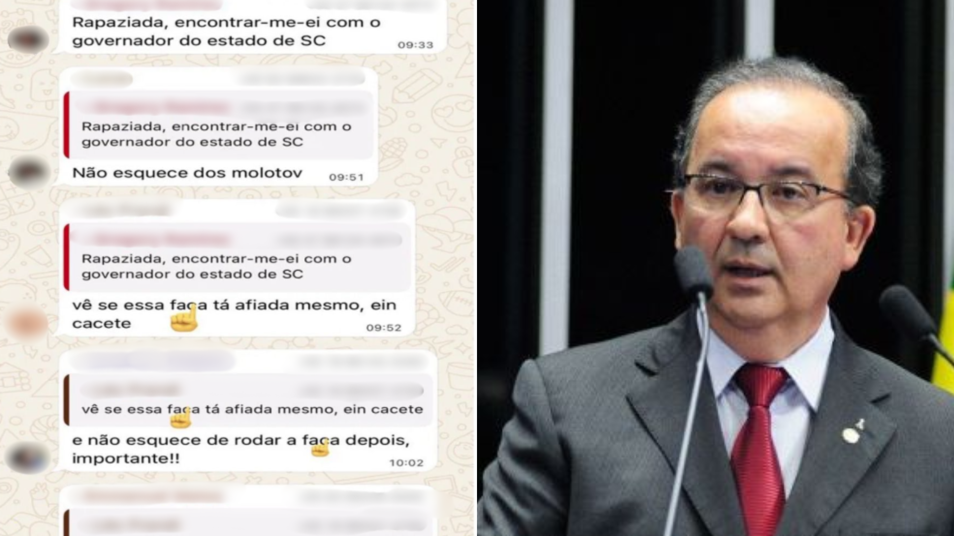 Ameaças contra o governador de Santa Catarina, Jorginho Mello (PL)