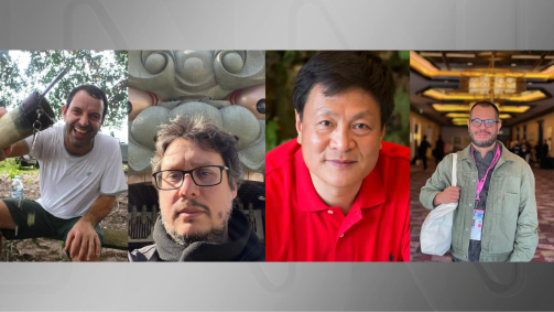 Da esuqerda para direita: Marcelo Pereira de Barros, piloto e proprietário da aeronave Luiz Fernando Feres da Cunha Ferraz, cineasta; Kongjian Yu, chinês considerado um dos maiores arquitetos do mundo; Rubens Crispim Jr., cineasta