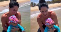 Graciele Lacerda mostra primeiro mergulho no mar da filha com Zezé; veja