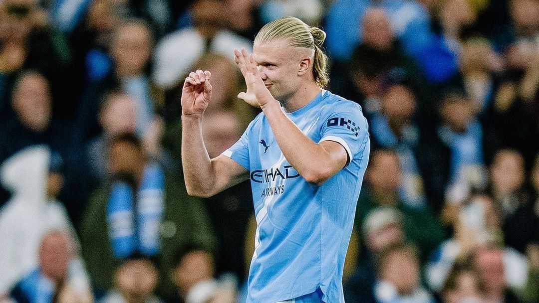Haaland marcou um dos gols da vitória do Manchester City sobre o Napoli, na primeira rodada da Champions League