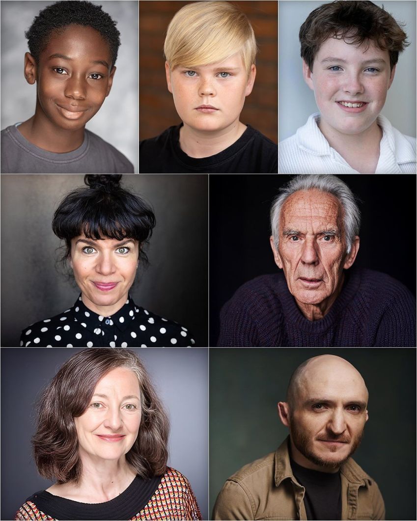 Novos atores e alunos na série de "Harry Potter". Na ordem: Elijah Oshin será Dino Thomas; Finn Stephens será Vicente Crabbe; William Nash atua como Gregório Goyle; Sirine Saba será a professora Pomona Sprout; Richard Durden será o professor Cuthbert Binns; Bríd Brennan vive Papoula Pomfrey; e Leigh Gill interpreta Grampo • Divulgação/ HBO Max