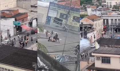Vídeo: torcedores entram em confronto com a PM nos arredores do Engenhão