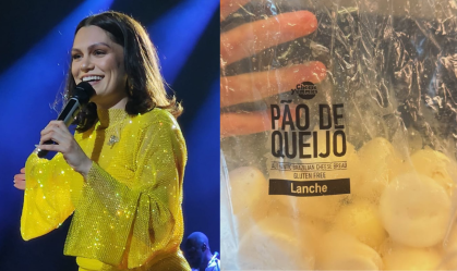 Antes de vir ao Brasil, Jessie J come pão de queijo enquanto faz as malas