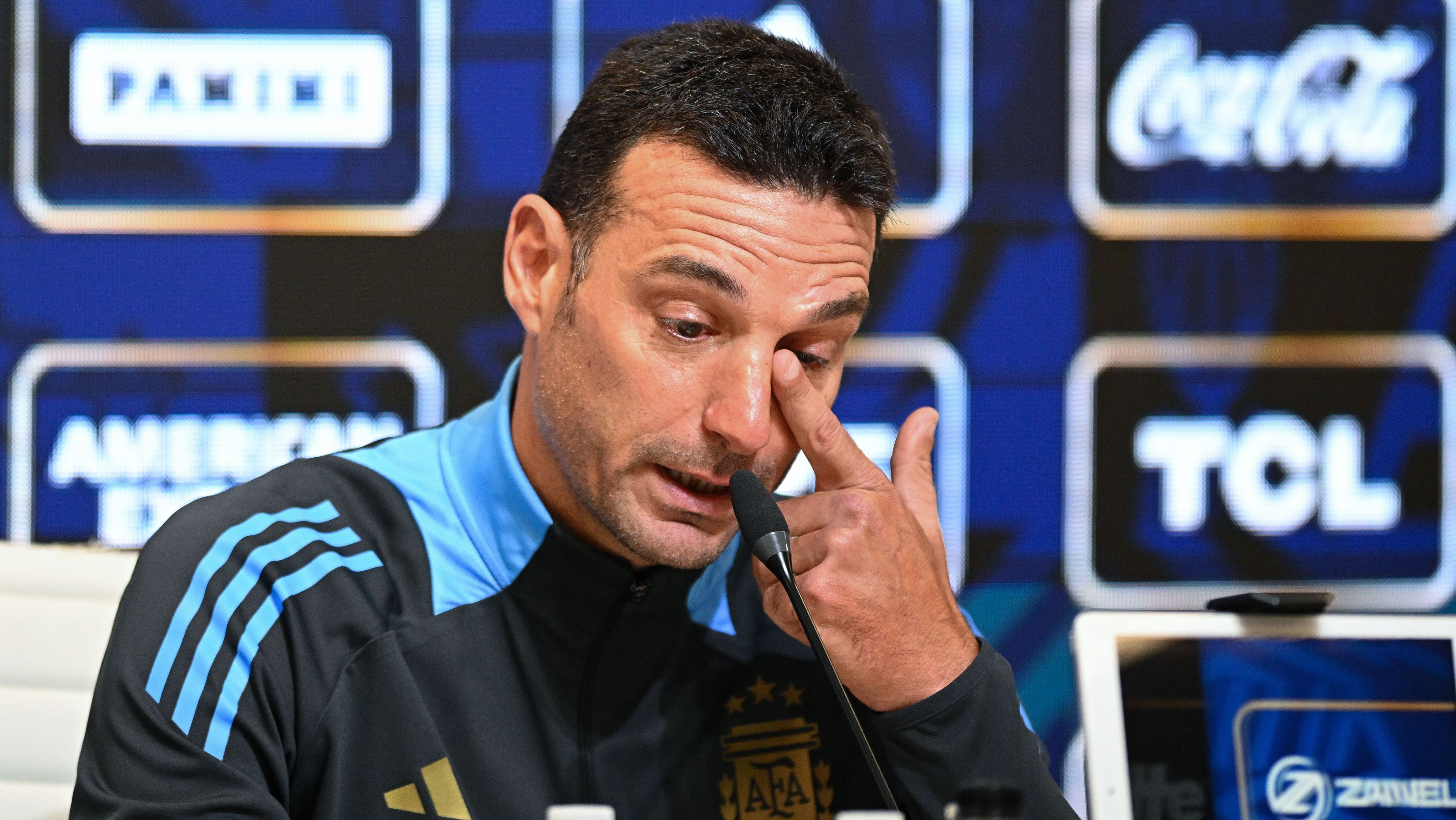 Lionel Scaloni durante entrevista coletiva na prévia de duelo contra a Venezuela