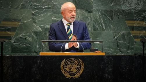 Donald Trump e Luiz Inácio Lula da Silva durante discurso na Assembleia Geral da ONU