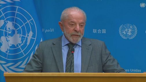 Luiz Inácio Lula da Silva durante coletiva na ONU
