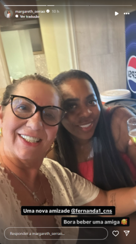 A mãe de Virginia, Margareth Serrão, publica foto ao lado da mãe de Vini Jr., Fernanda Cristina • Instagram/ Margareth Serrão