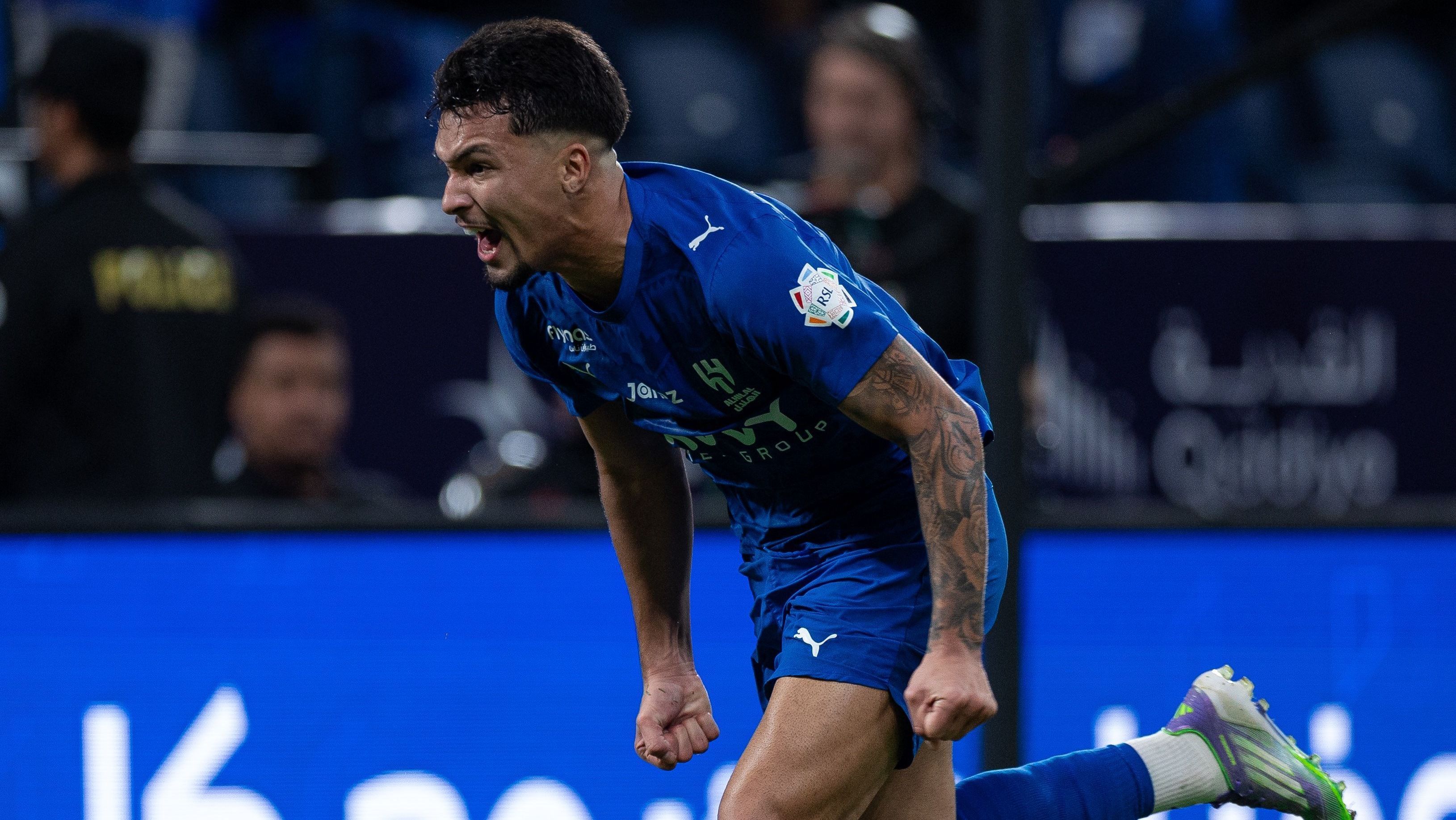 Marcos Leonardo comemora gol do Al-Hilal pela Liga Saudita