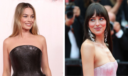 Margot Robbie e Dakota Johnson usam "vestido nu" em eventos; veja