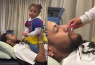 Mavie passa batom em Neymar e diverte a web; veja