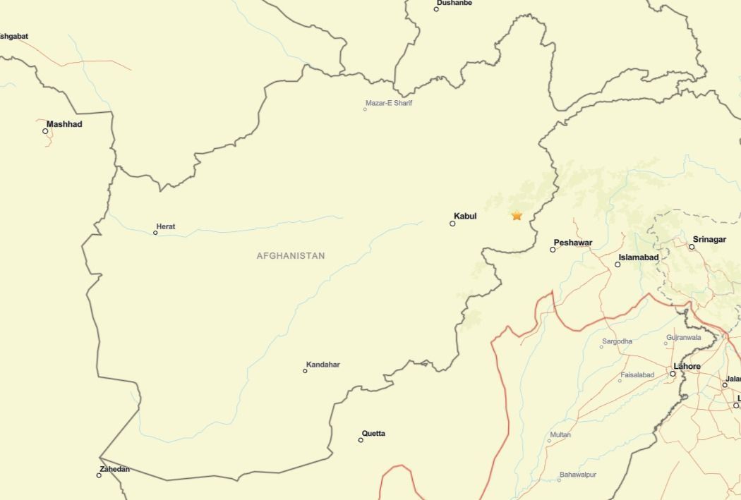 Mapa mostra região de novo terremoto no Afeganistão