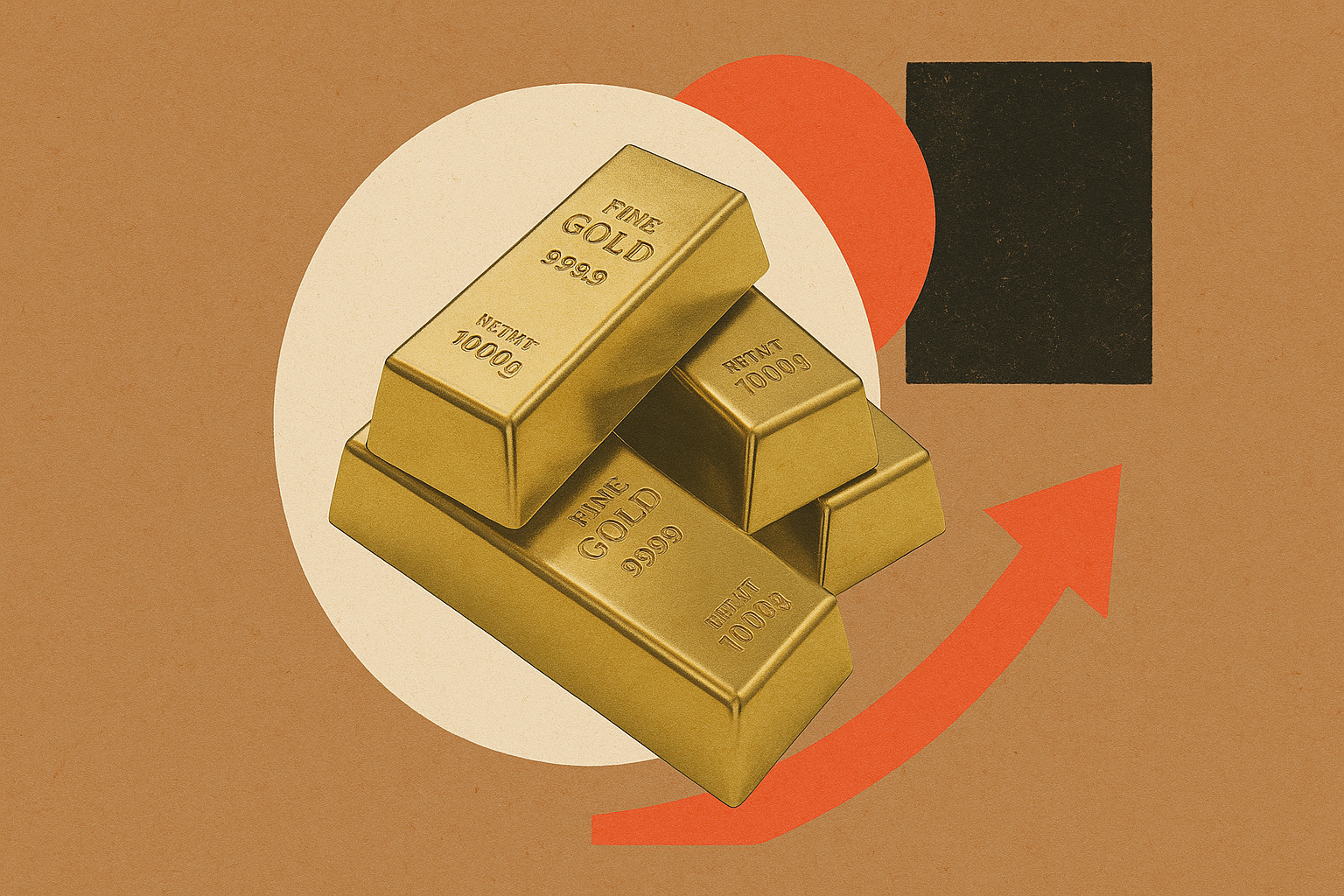 Ilustração gerada por IA de barras de ouro