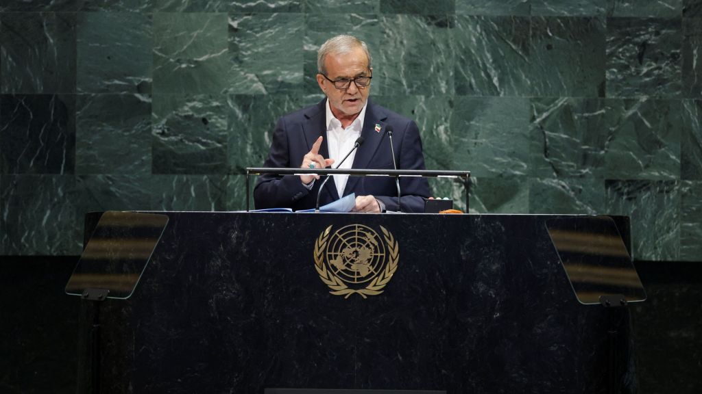 Presidente do Irã, Masoud Pezeshkian, discursa à Assembleia Geral da ONU, em Nova York