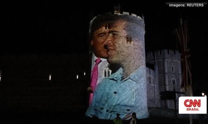 Ativistas projetam imagens de Trump e Epstein no Castelo de Windsor