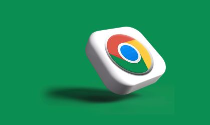 Imagem-com-fundo-verde-e-um-ícone-do-navegador-google-chrome