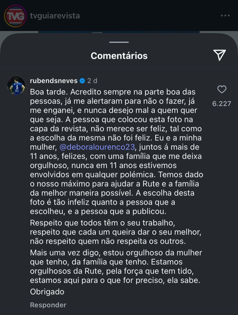 Rúben Neves criticou publicação de revista portuguesa • Foto: Reprodução/ Instagram