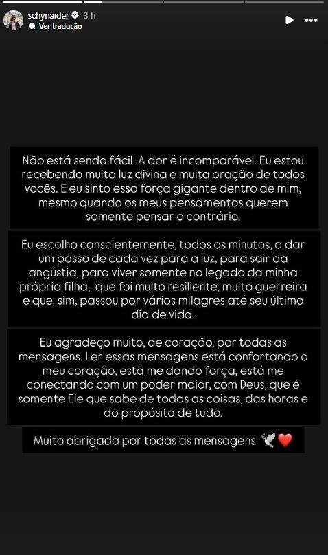 Filha de Schynaider Moura, Anne Marie morreu aos 16 anos na última semana • Instagram/Schynaider Moura