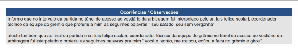 Árbitro Marcelo de Lima Henrique detalhou xingamentos de Felipão
