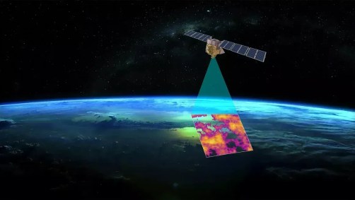 Uma representação artística do MethaneSAT, um satélite projetado para medir a poluição por metano ao redor do mundo