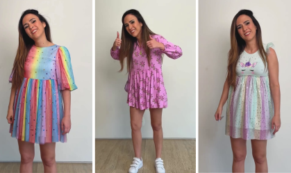 Tatá Werneck diverte internautas ao usar roupas da filha de 5 anos
