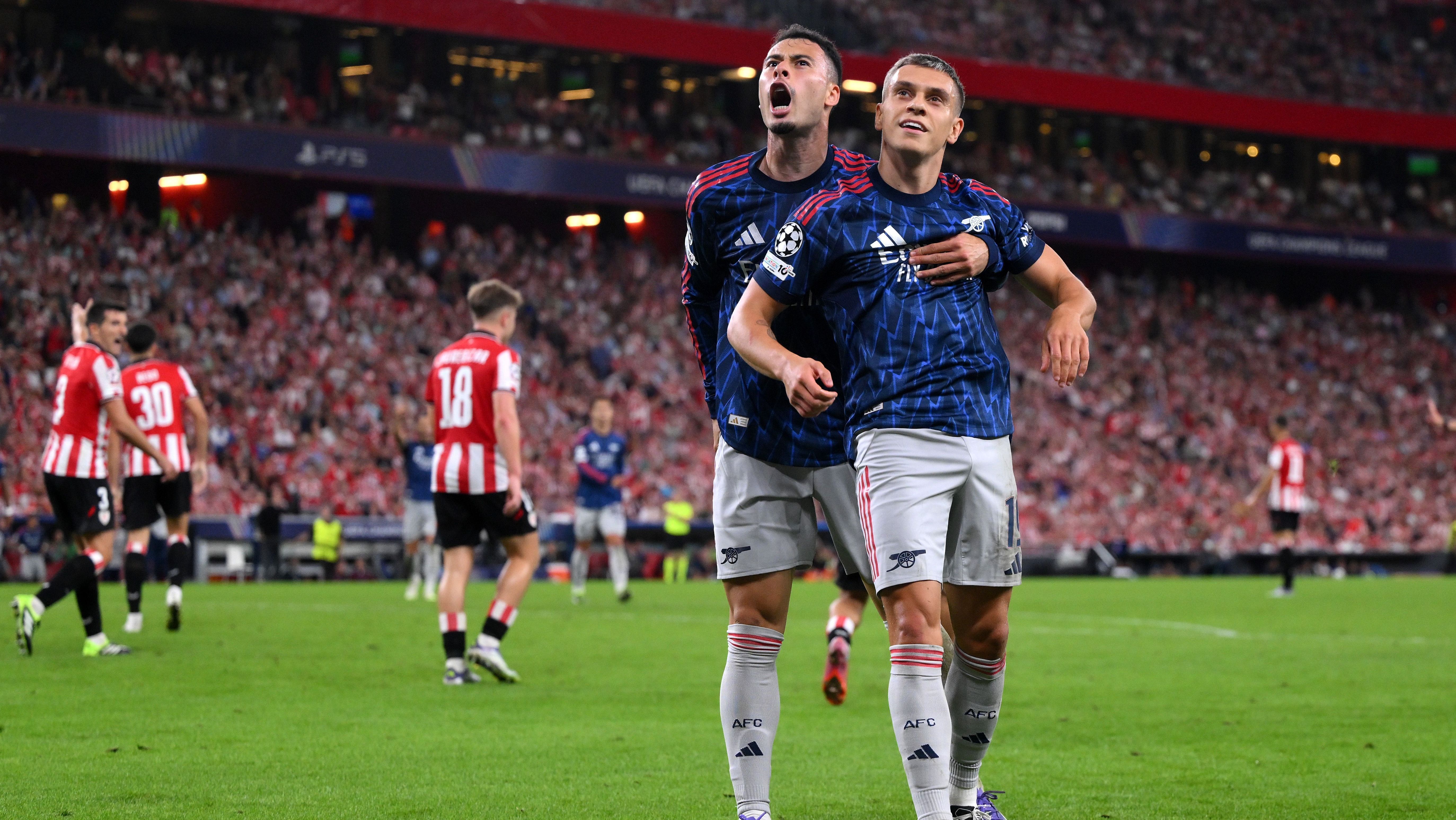 Gabriel Martinelli e Trossard garantiram vitória do Arsenal contra o Bilbao