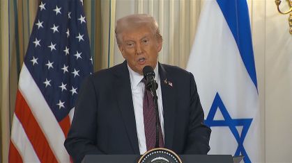 Trump durante discurso sobre acordo com Israel na Casa Branca na segunda-feira, 29 de setembro
