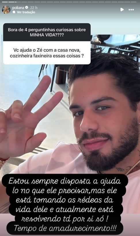 Poliana Rocha respondeu se está ajudando Zé Felipe na nova fase de sua vida • Instagram/Poliana Rocha