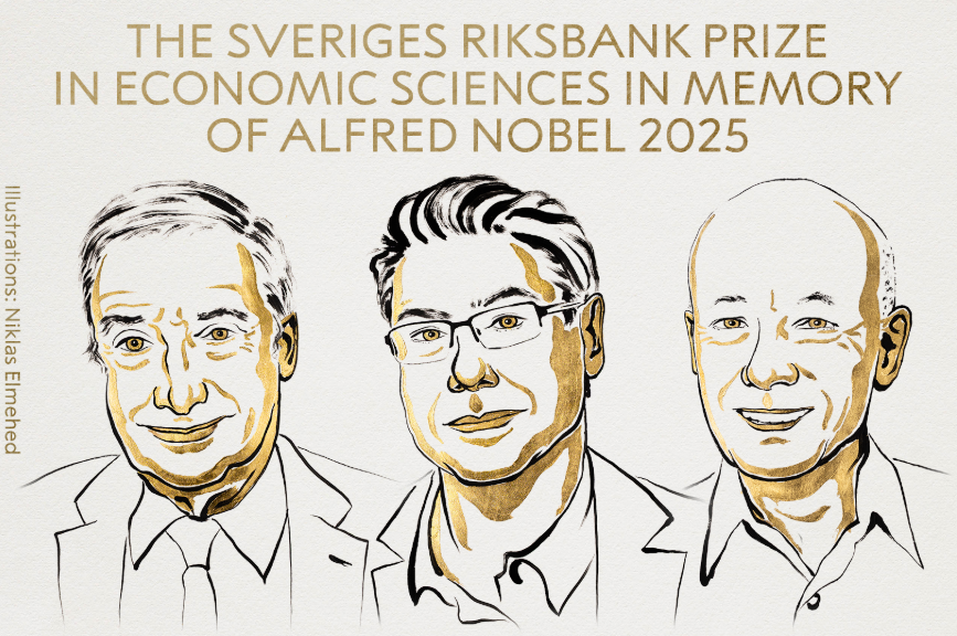 Joel Mokyr, Philippe Aghion e Peter Howitt, os vencedores do Prêmio Nobel de Economia