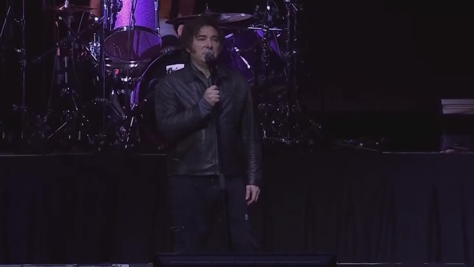 O presidente argentino, Javier Milei, durante evento em uma casa de shows em Buenos Aires