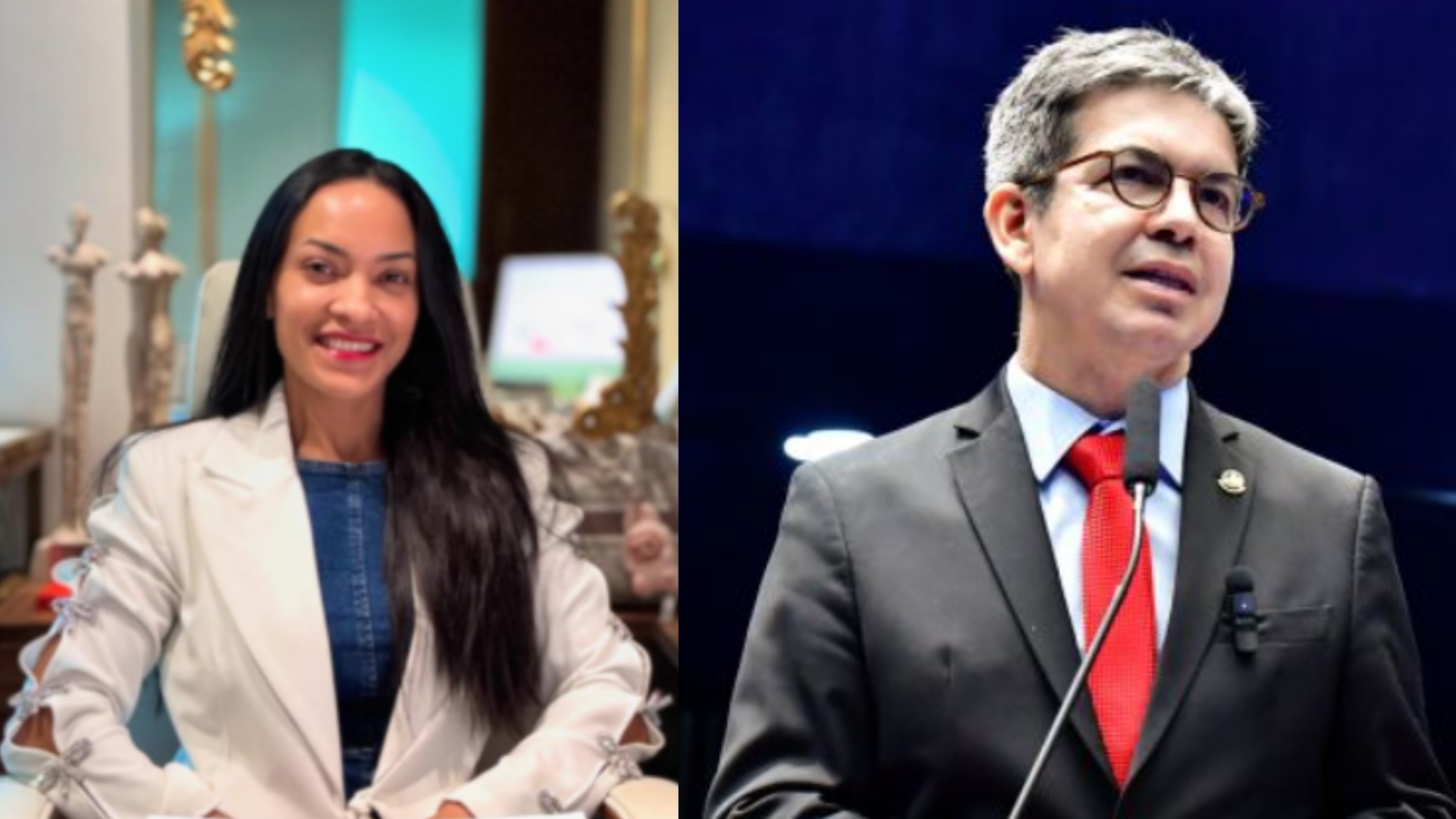 A primeira-dama de Macapá, Rayssa Furlan, e o senador Randolfe Rodrigues, lideram um possível cenário ao estado em 2026