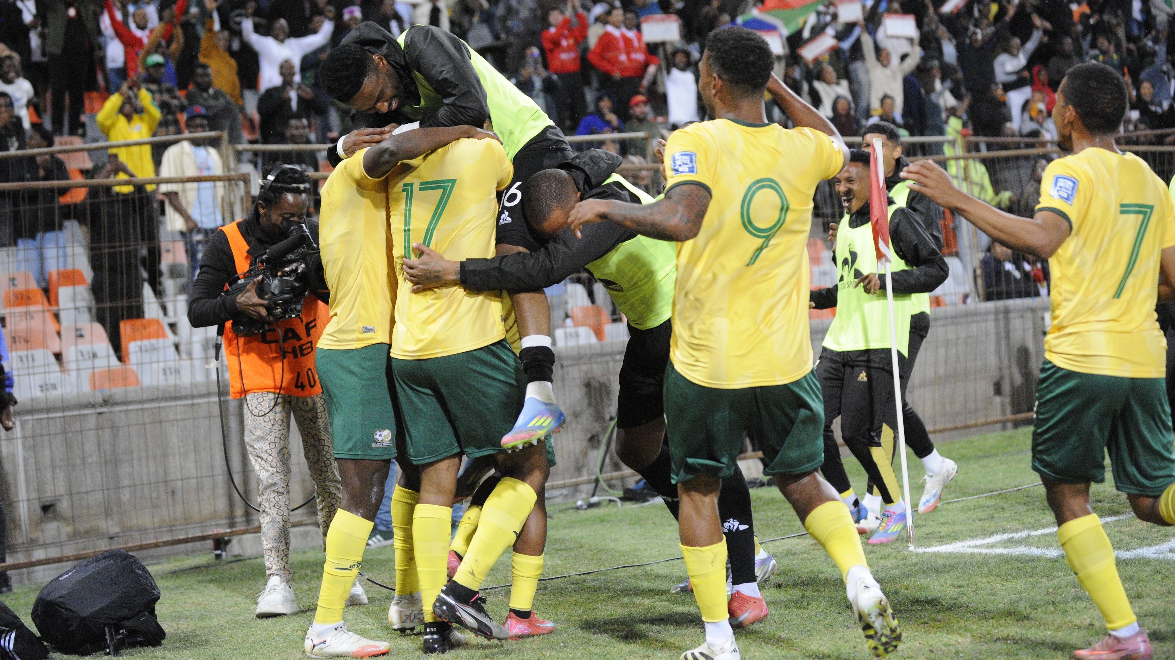 África do Sul comemora gol nas Eliminatórias